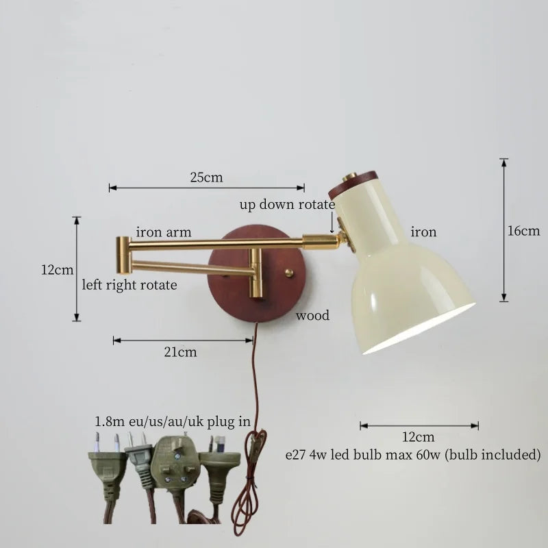 DecorBites™ Creamy Iron LED Wall Lamp Bedroom Living Room Bathroom Mirror Stair Light