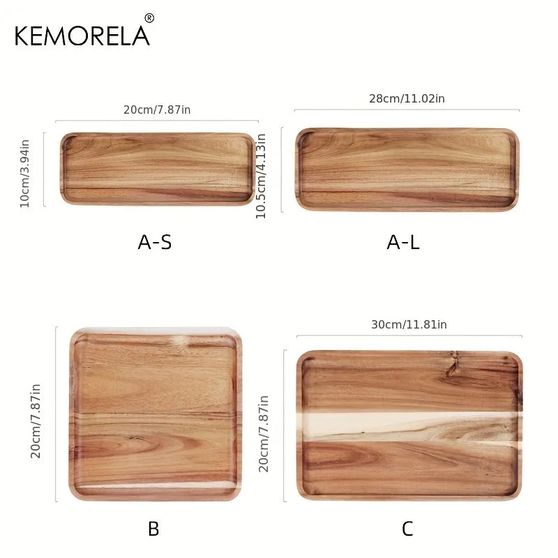 DecorBites™ Acacia Wood Coffee Tray | Versatile Food Serving Tray for Desserts and Tea