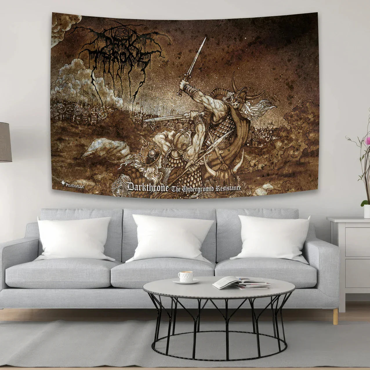 DecorBites™ Black Metal Hippie Hotel Tapestry Flag for Bohemian Bedroom Art