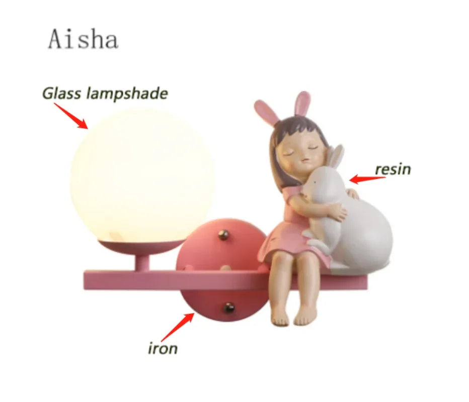 DecorBites™ Children's Room Bedside Lamp: Creative Cartoon Eye Protection Led Wall Art Sconce