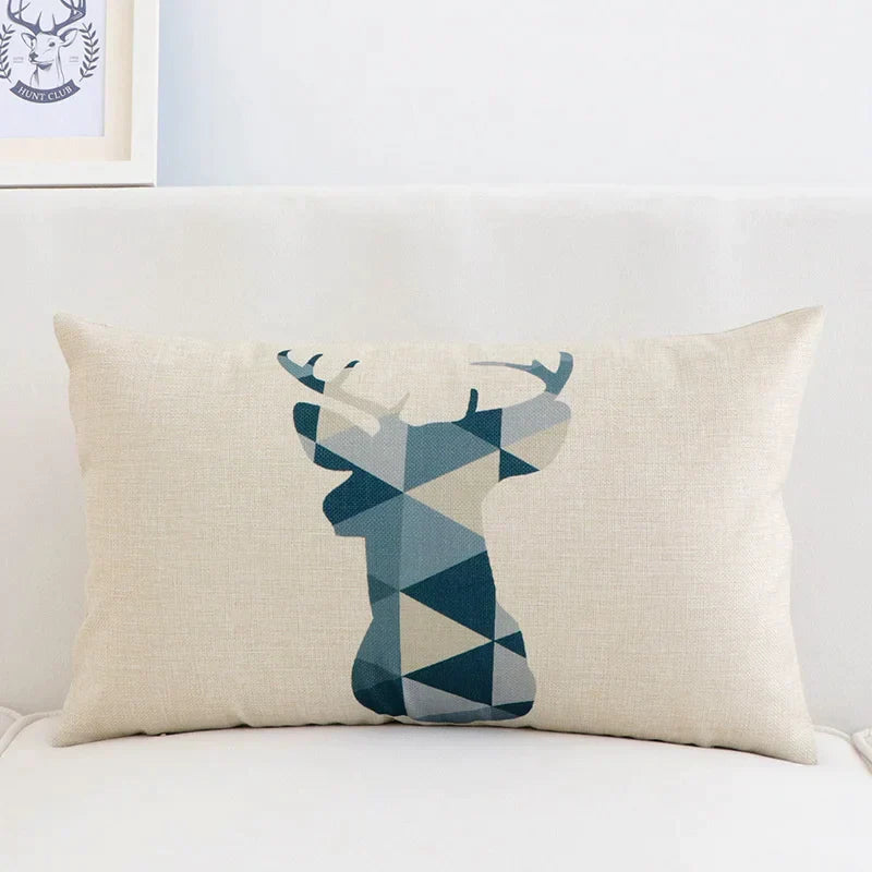 DecorBites™ Geometric Elk Design Linen Lumbar Pillow Cover 30X50cm Modern Nordic Home Decor