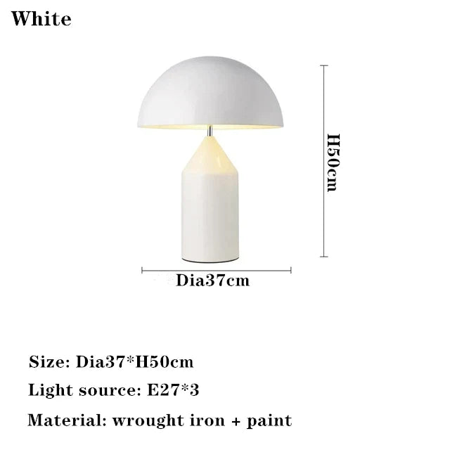 DecorBites™ Atollo Bedroom Table Lamp - Luxury Metal Mushroom Desk Light
