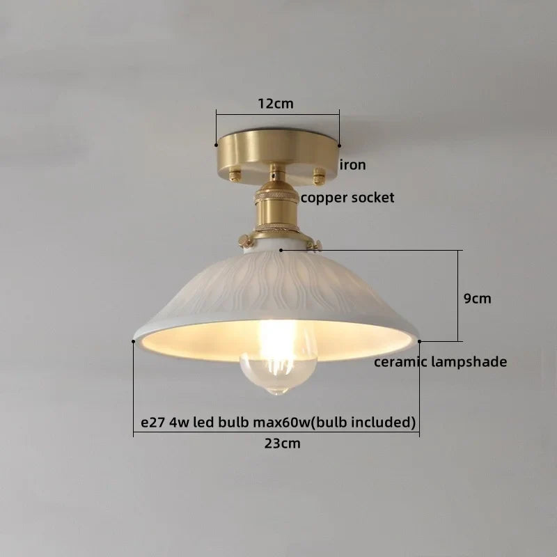 DecorBites™ Ceramic LED Ceiling Light Modern White Porch Balcony Luminaria
