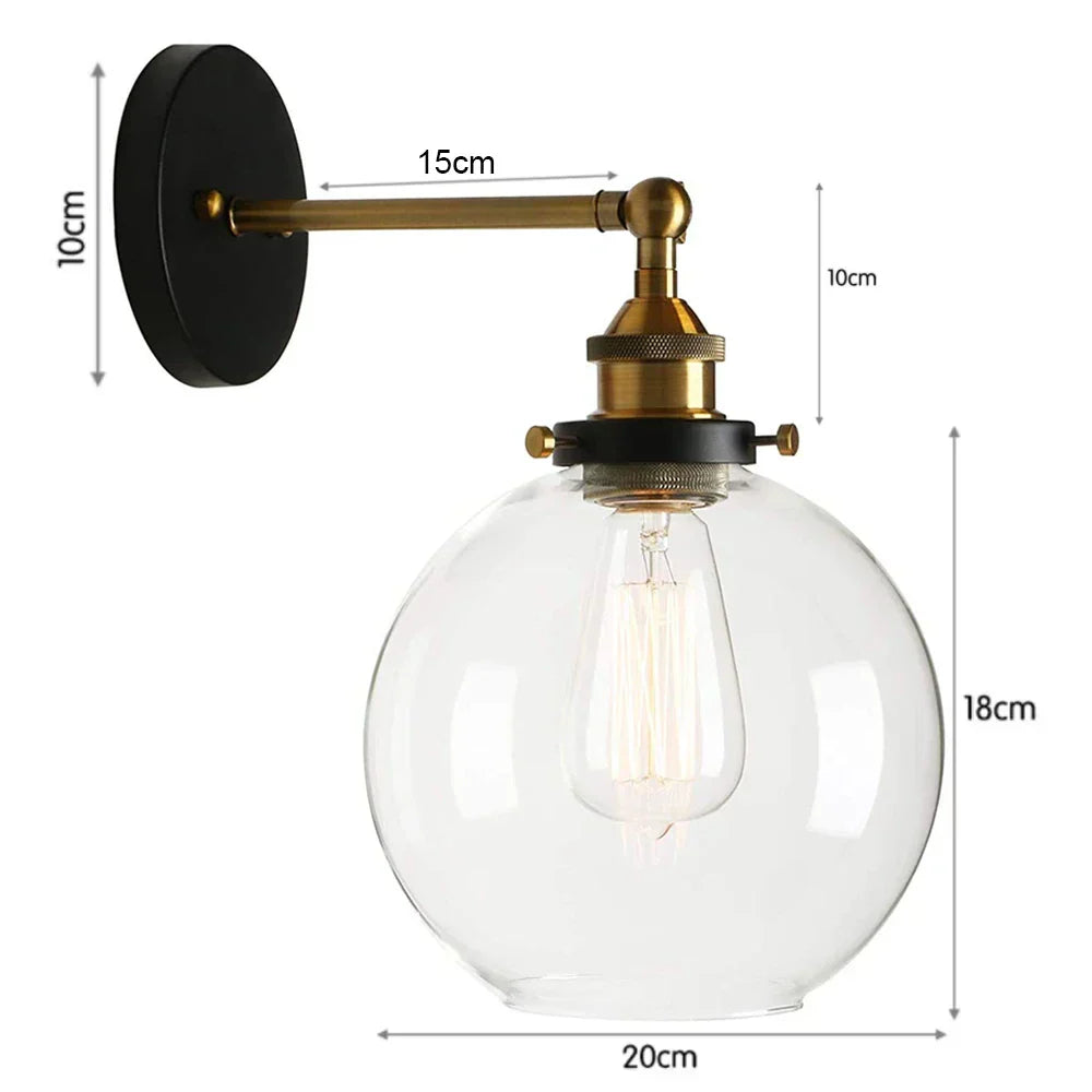 DecorBites™ Glass Wall Lamp: Nordic Industrial LED Sconce for Living Bedroom, Kitchen, Dining - Modern Indoor Lighting