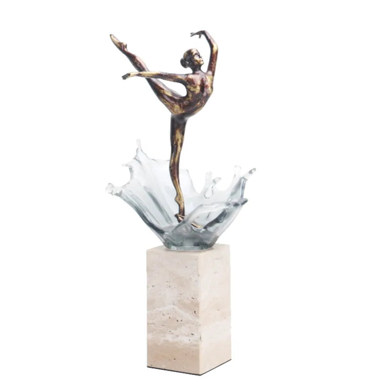 DecorBites™ Ballet Dancer Figure Sculpture Clear Water Wave Home Decor