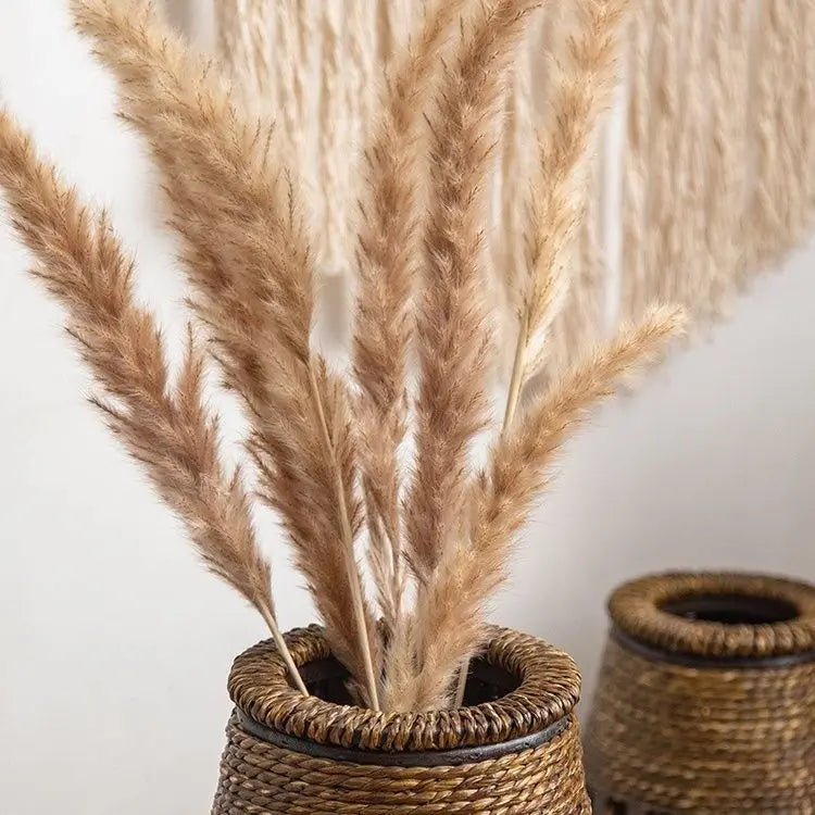 DecorBites™ Bamboo Woven Vase Rattan Flower Glass Arrangement Dried Flower Basket Living Room Decor