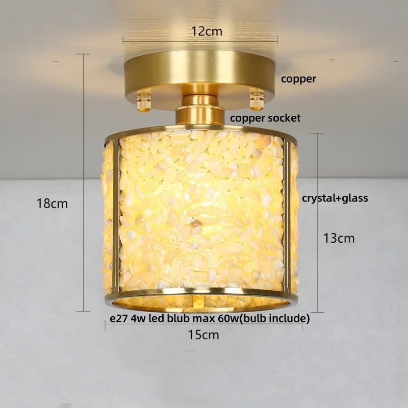 DecorBites™ Crystal Glass LED Ceiling Light Copper Canopy Nordic Modern Design