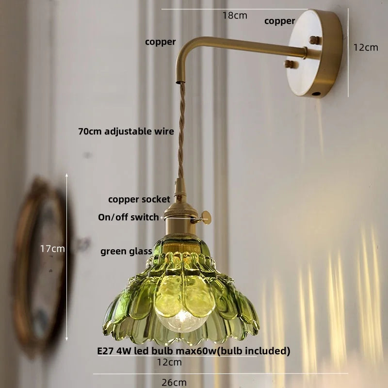 DecorBites™ LED Wall Lights Modern Nordic Pull Chain Glass Bedroom Lamp