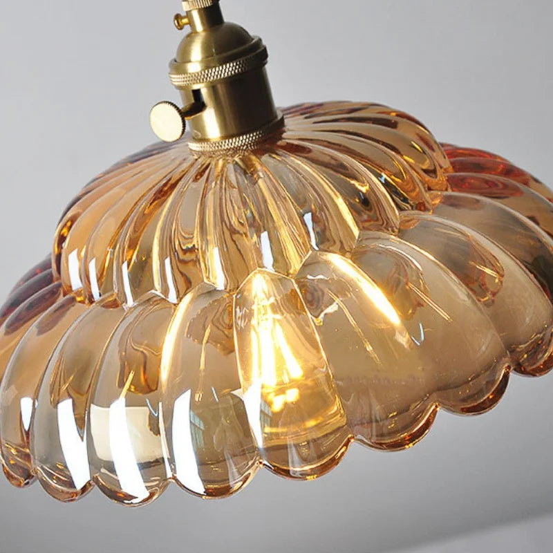 DecorBites™ Amber Flower Glass Pendant Light LED Kitchen Decor Home Reading Room
