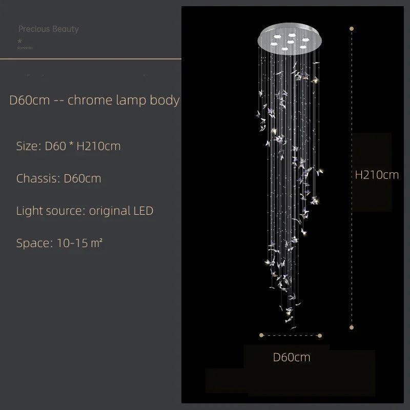 DecorBites™ Butterfly Crystal Chandelier for High Ceilings & Staircases