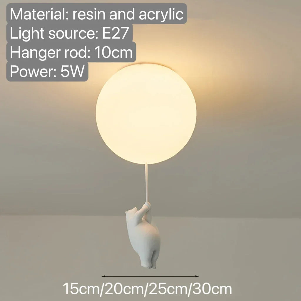 DecorBites™ Bear Pendant Light: Kids Bedroom Chandelier LED Balloon Ceiling Lamp