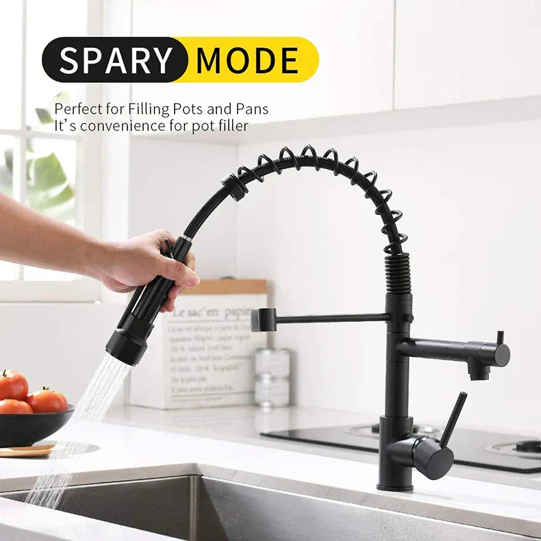 DecorBites™ Brushed Nickel Kitchen Faucet Pull Out Mixer Tap Swivel Water Outlet