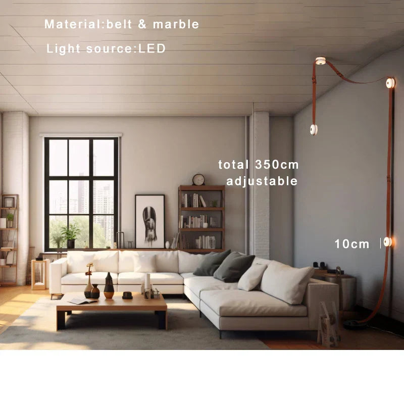DecorBites™ Leather Marble Ceiling Pendant Lights - Adjustable Hanging Lamp for Dining Room & Bedroom