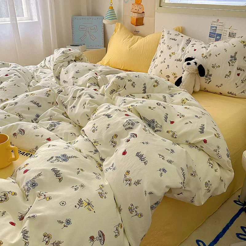 DecorBites™ Cartoon Pattern Cotton Fitted Sheet Set – Soft & Cozy Bedding for Adults & Kids