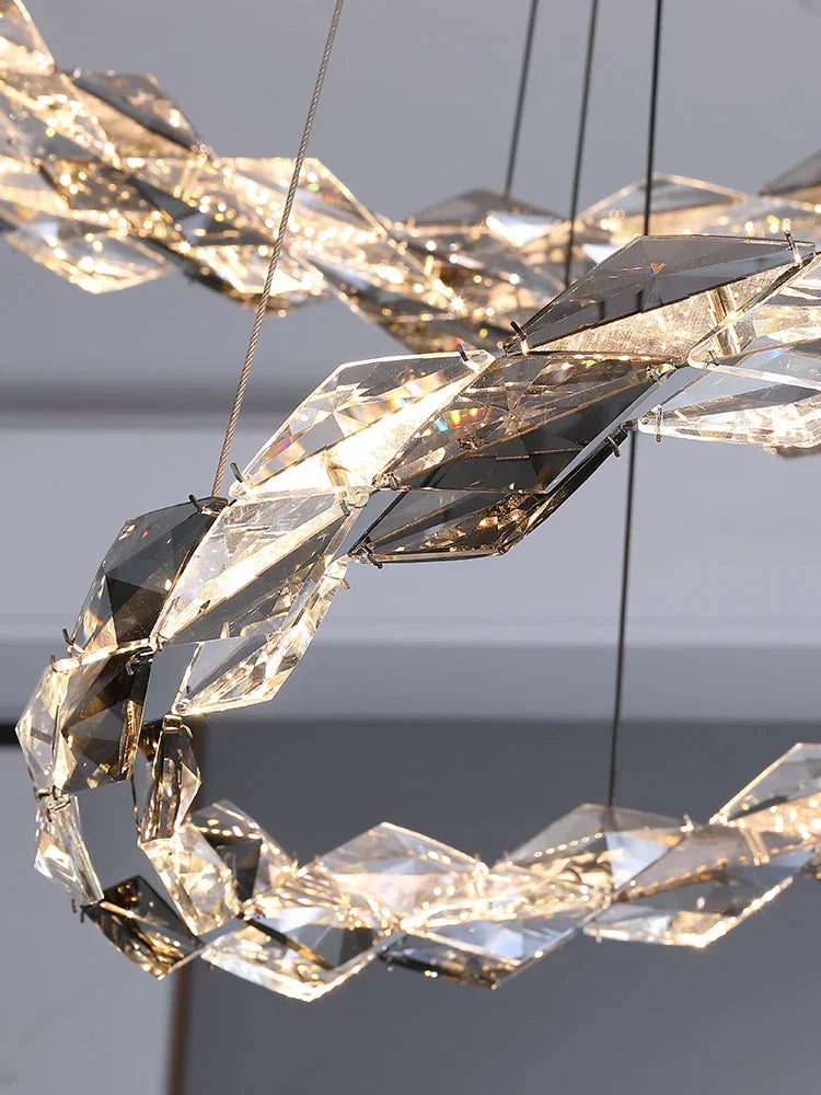 DecorBites™ Crystal Chandelier for Luxury Living Spaces ★ Modern Duplex Ring Light Fixtures