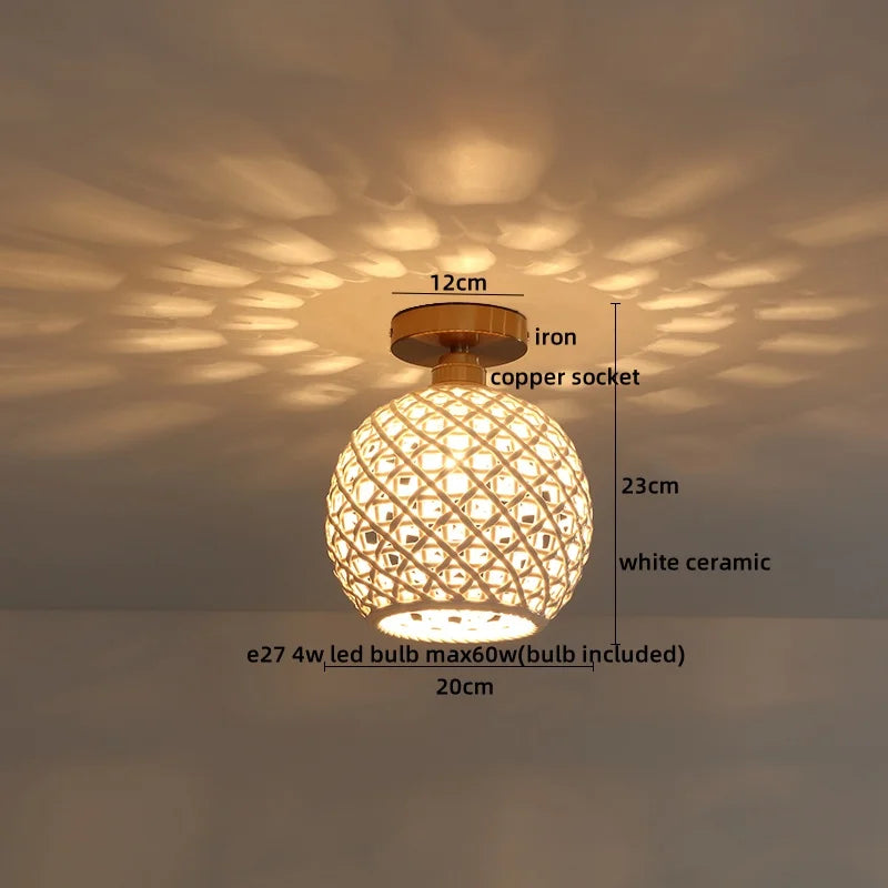 DecorBites™ Ceramic LED Ceiling Lights: Modern Hollow Design for Living Room, Aisle, Balcony