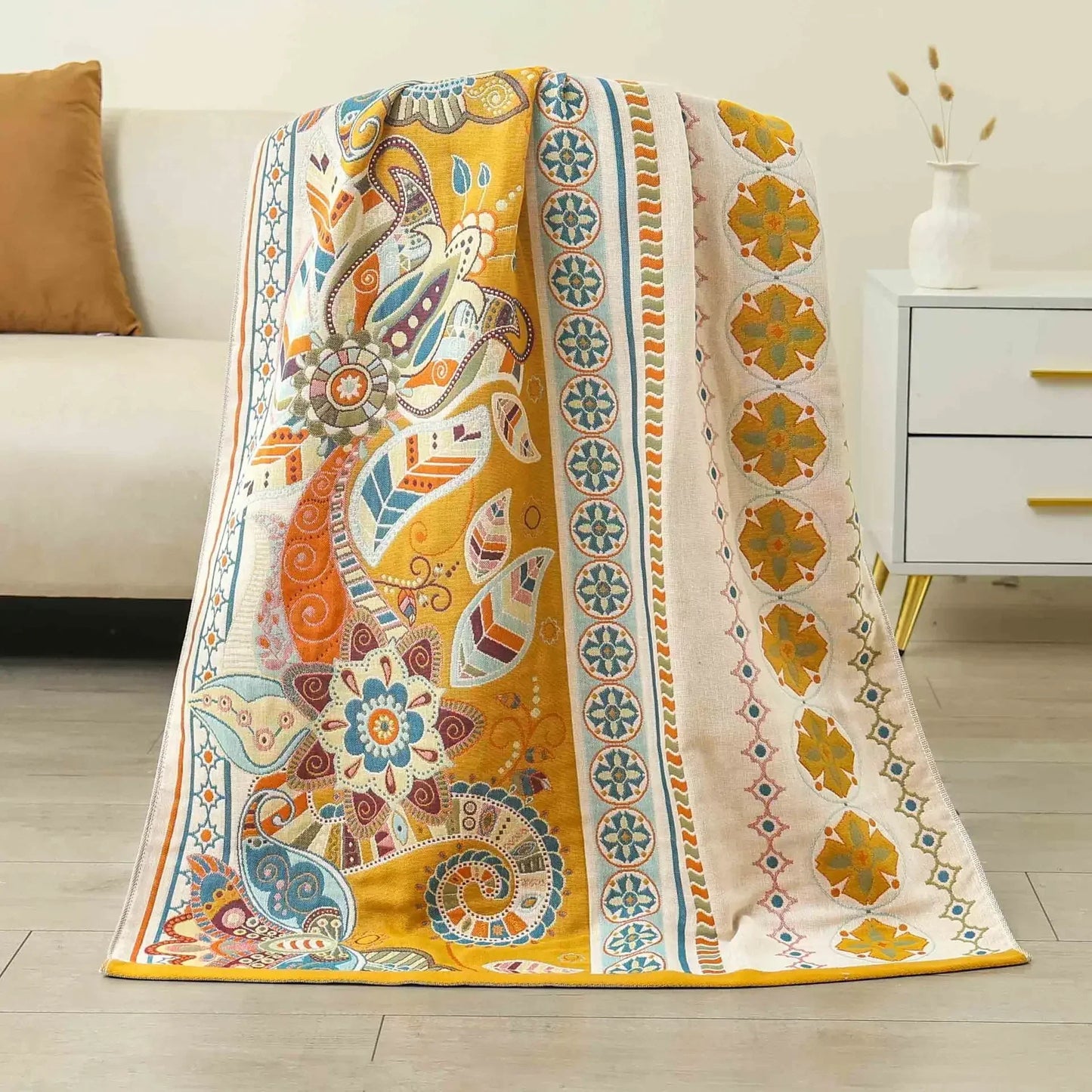 DecorBites™ Boho Cotton Gauze Bath Towel - Quick-Dry & Large Wrap
