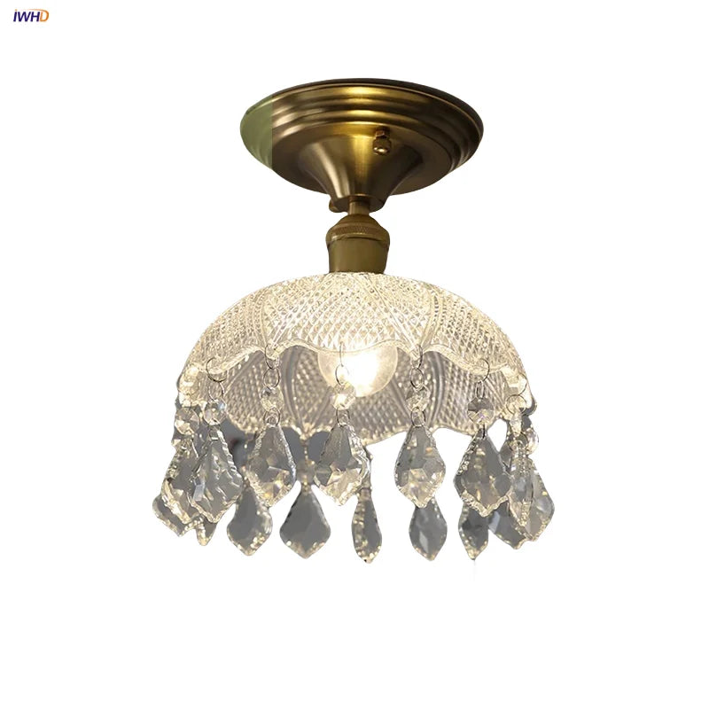 DecorBites™ Glass Grid LED Ceiling Lamp: Luxury Crystal Nordic Copper Ceiling Lights