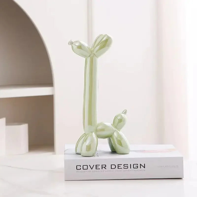 DecorBites™ Abstract Ceramic Balloon Dog Sculpture for Home Office Décor