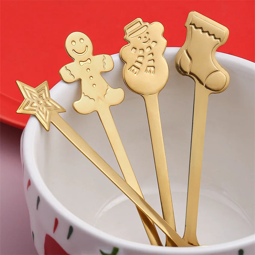 DecorBites™ Christmas Coffee Spoons Gift Box - Stainless Steel Festive Cutlery Spoon Set