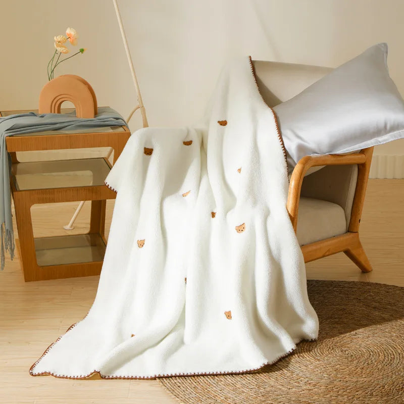 DecorBites™ Baby Velvet Embroidered Blanket: Double-Sided Warm Travel Bedroom Sofa Cover