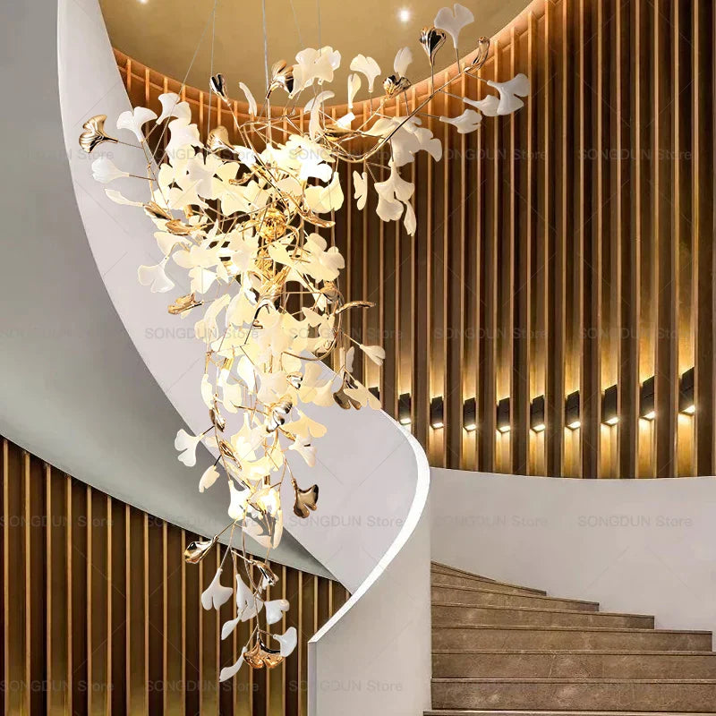 DecorBites™ Gingko Leaf Ceramic Chandelier: Modern Nordic Living Room & Hotel Lobby Lighting
