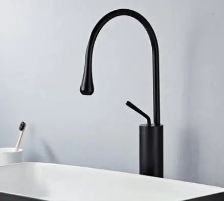 DecorBites™ Brushed Gold/Black/White Basin Faucet with Single Handle Swivel Sink Water Crane