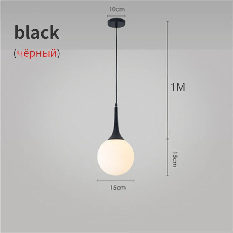 DecorBites™ Glass Ball LED Pendant Lights for Modern Living Room, Black/White Horn Fixtures