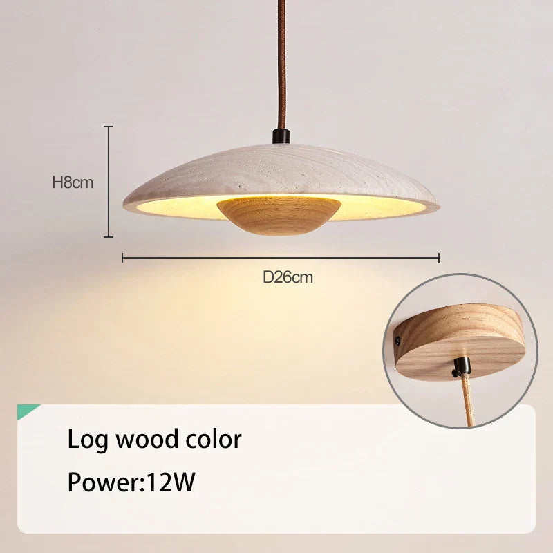 DecorBites™ Cream Stone Wood Chandelier: Danish Style Bedroom Pendant Lamp for Natural Atmosphere