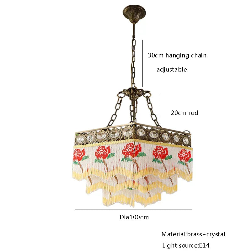 DecorBites™ Black Rose Tassel Pendant Lights, Classic Retro Lustres for Living Room