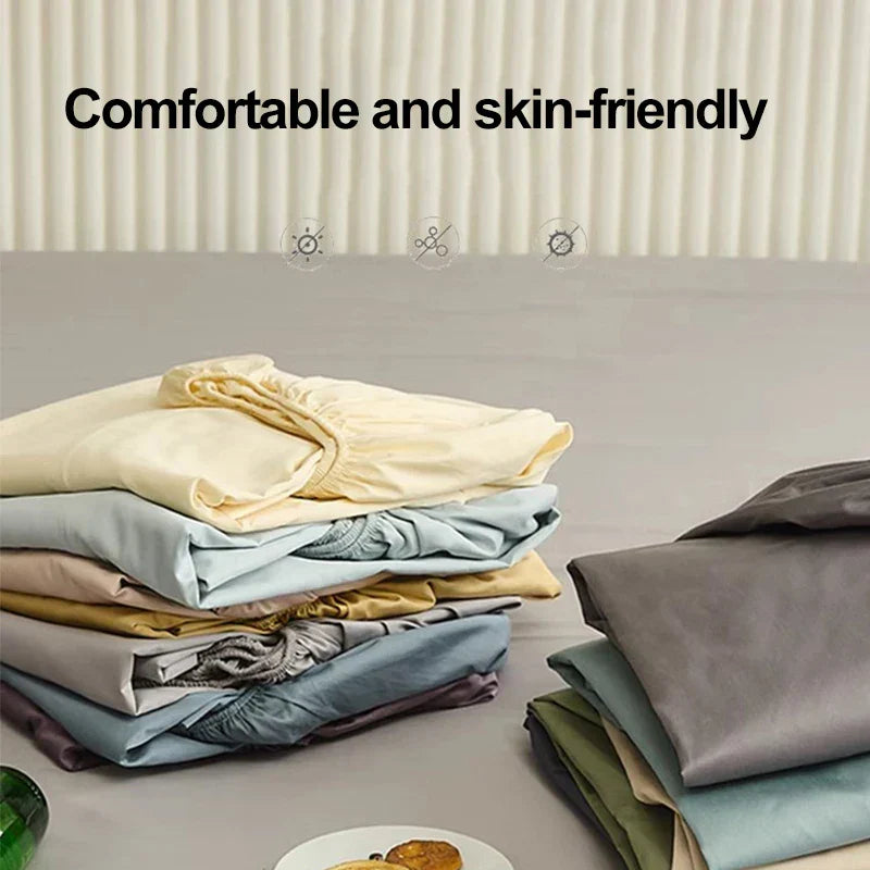 DecorBites™ Double Bed Elastic Fitted Sheet - Dust-Proof Microfiber Mattress Cover