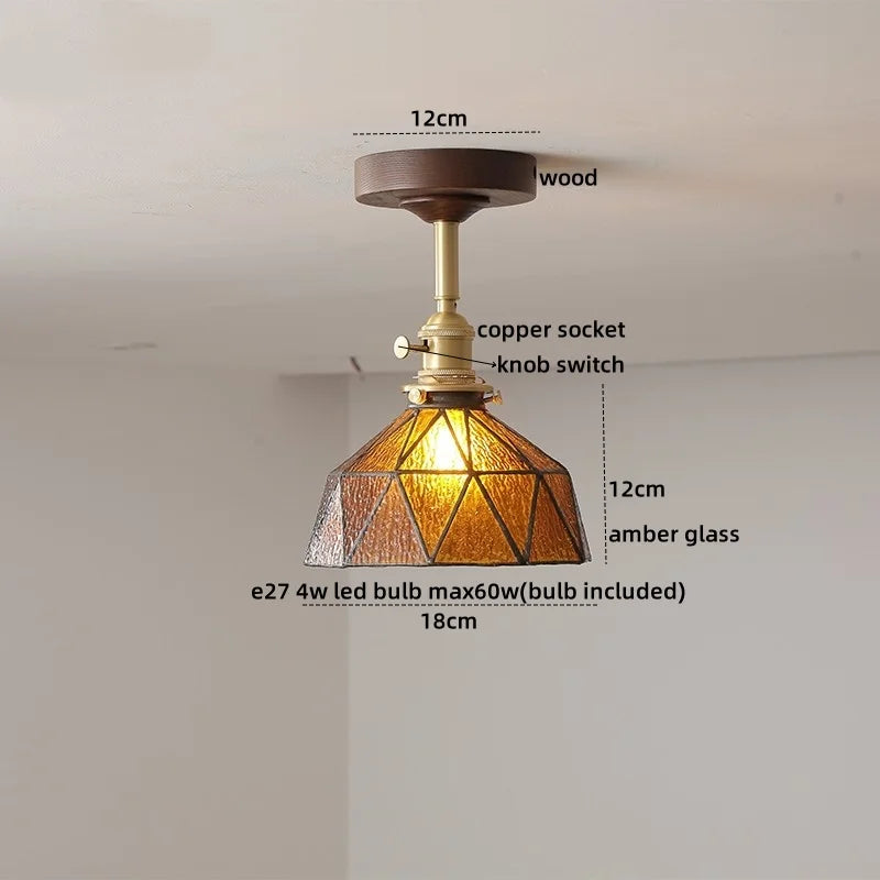 DecorBites™ Glass Wood LED Ceiling Light Nordic Design for Living Room & Corridor