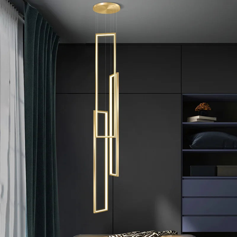 DecorBites™ LED Rectangle Staircase Chandelier Pendant Lighting for Modern Living Room Decor