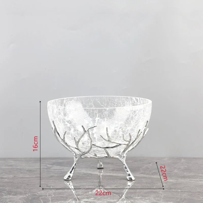 DecorBites™ Golden Branches Glass Bowl Set for Home Kitchen Desserts and Snacks