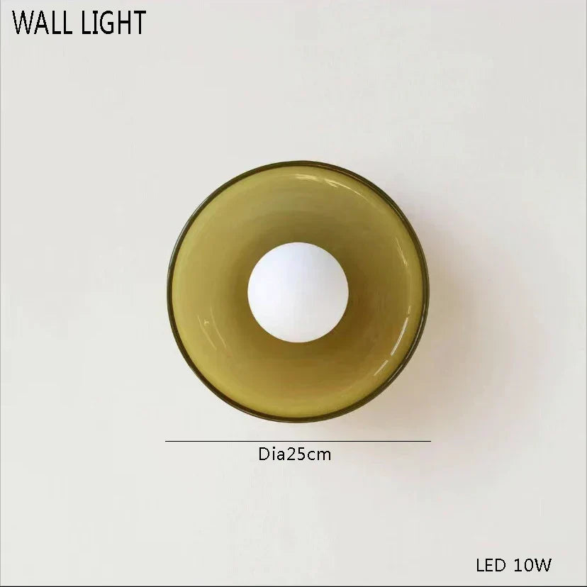 DecorBites™ Glass Amber Green LED Table Lamp Nightstand Bedroom Living Room Decor