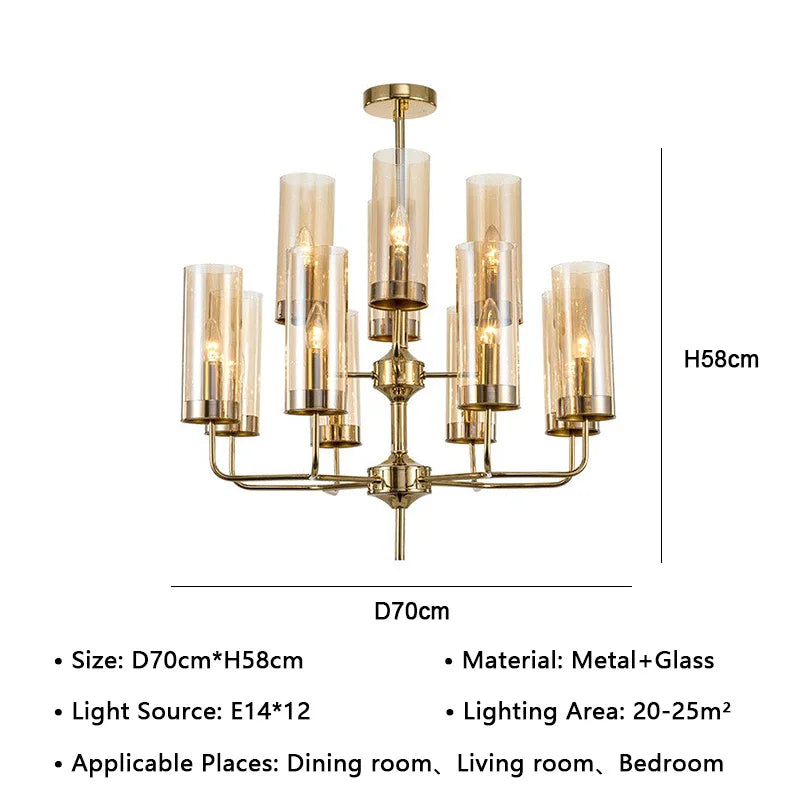 DecorBites™ American Lustre Glass Chandelier LED Pendant Light Fixture