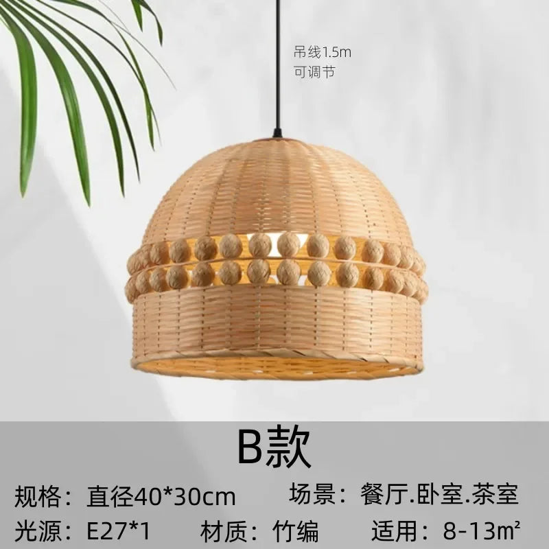 DecorBites™ Bamboo Weave Pendant Light LED E27 Modern Zen Decor Restaurant Bar Tea Room