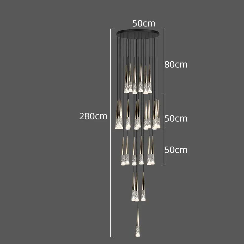 DecorBites™ LED Nordic Staircase Chandelier Golden Black Indoor Lighting
