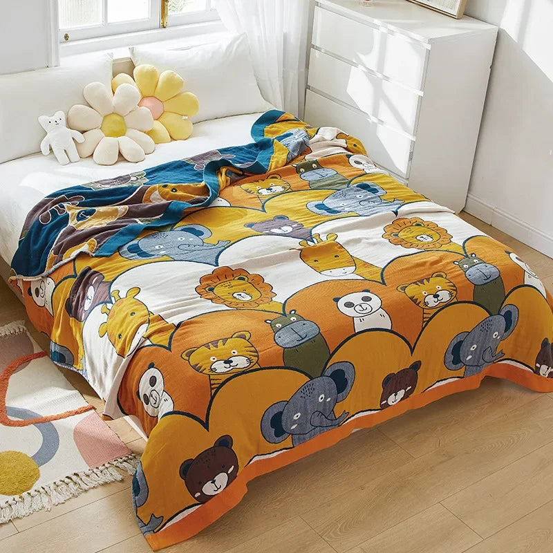 DecorBites™ Cartoon Cat Summer Quilt - 100% Cotton Leisure Blanket