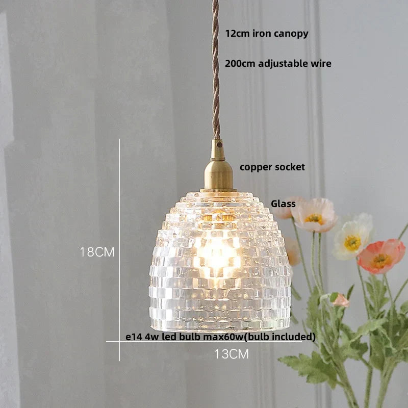 DecorBites™ Brass LED Pendant Light Fixture Clear Glass Nordic Modern Hanging Lamp