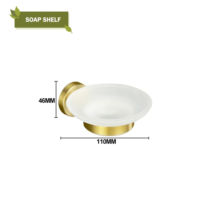 DecorBites™ Brushed Gold Bath Hardware Set: Paper Holder, Towel Bar, Robe Hook - Wall Mount Bathroom Accessories