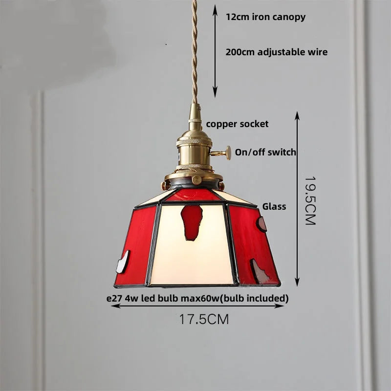 DecorBites™ Colorful Glass Tiffany Style LED Pendant Lamp, Modern Hanging Light Fixture