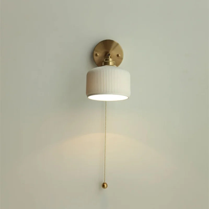 DecorBites™ Ceramic LED Wall Sconce Up Down Rotate Pull Chain Mirror Light