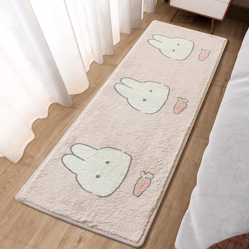 DecorBites™ Lovely Rabbit Pink Bedside Rug for Girls Children Bed Room