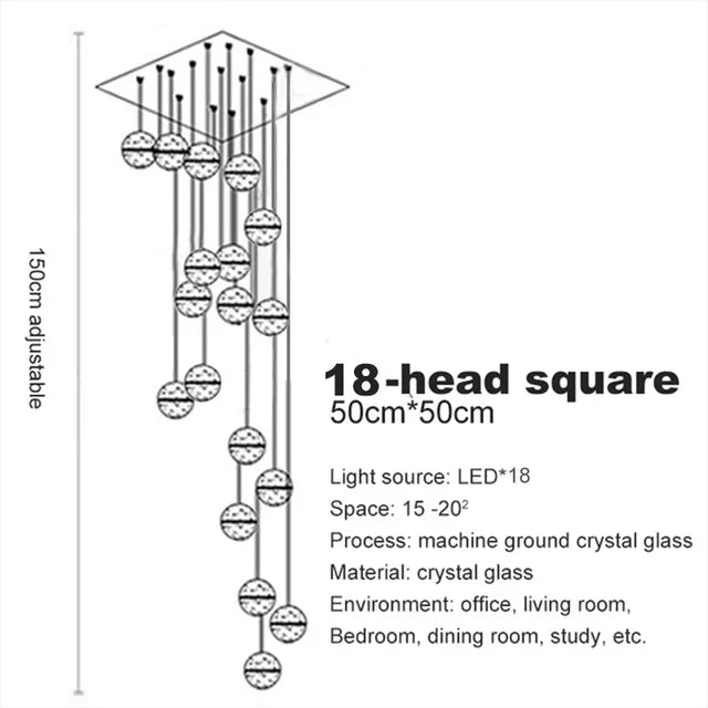 DecorBites™ Crystal Ball Chandelier: Stylish Meteor Shower Lighting for Restaurant, Bar, and Home