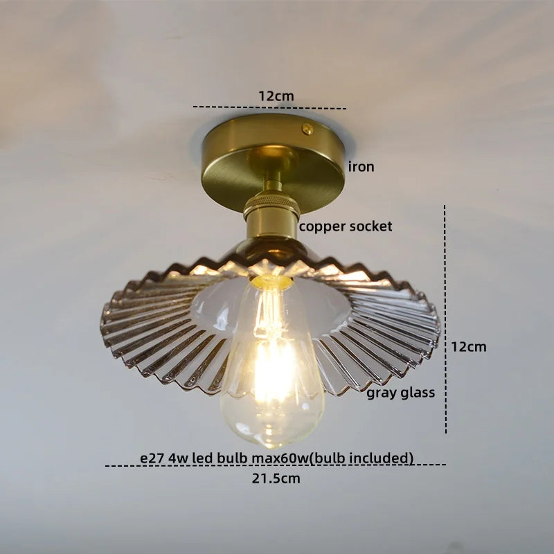 DecorBites™ Amber Glass LED Ceiling Lights Modern Home Lighting Copper Socket