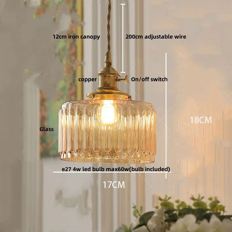 DecorBites™ Green Glass LED Pendant Light: Nordic Modern Hanging Lamp for Bedroom Dining Room