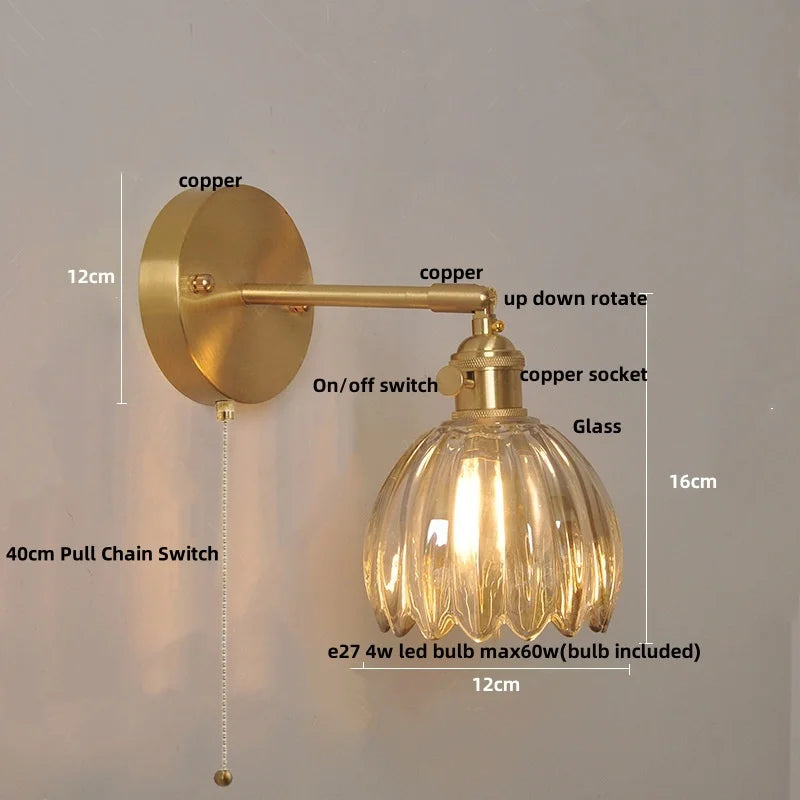 DecorBites™ Clear Glass LED Wall Lights Up Down Rotate Copper Nordic Modern Stair Sconce