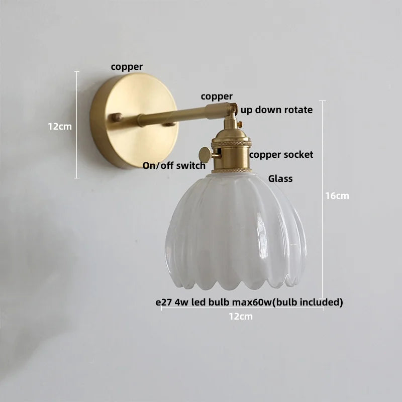 DecorBites™ Clear Glass LED Wall Lights Up Down Rotate Copper Nordic Modern Stair Sconce