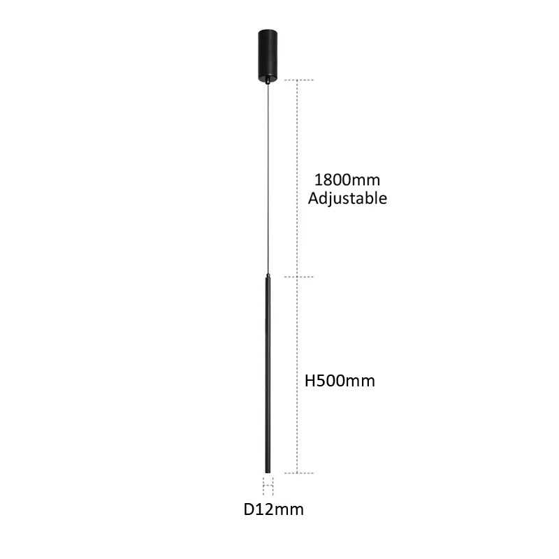 DecorBites™ Black Slim 50cm 60cm LED Pendant Lamp for Restaurant Bar, Nordic Minimalist Style